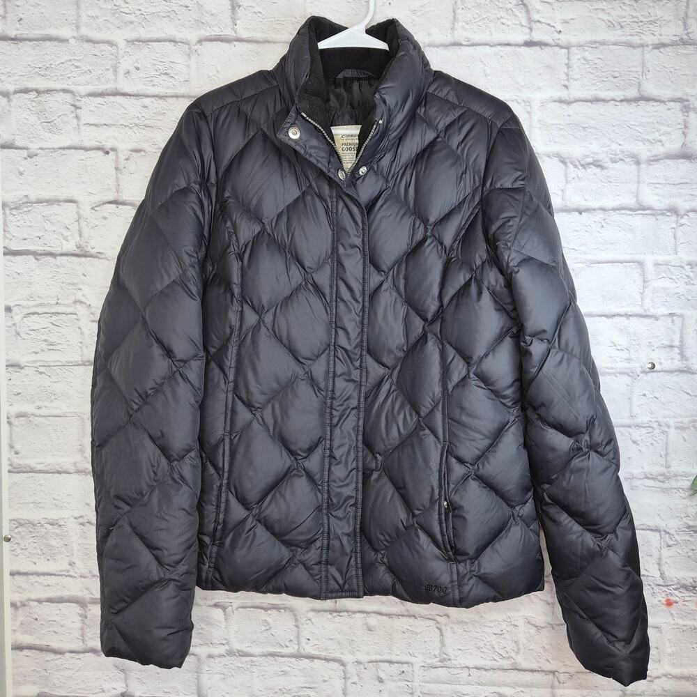 Eddie Bauer EB700 Down Jacket Womens Large Tall Black Quilted Puffer Coat Warm L